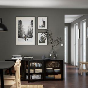 IKEA Комбинация с дверцами черно-коричневый/Глассвик черный/прозрачное стекло BEST&Aring;, 493.250.69 49325069 фото