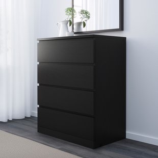 IKEA MALM Комод з 4 ящиками - чорно-коричневий 80х100 см, 304.035.66 30403566 фото