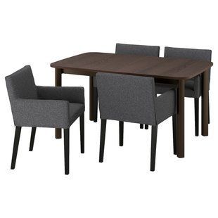IKEA Стіл і 4 стільці, коричневий/Гуннаред темно-сірий чорний STRANDTORP / M&Aring;REN&Auml;S, 095.692.95 09569295 фото