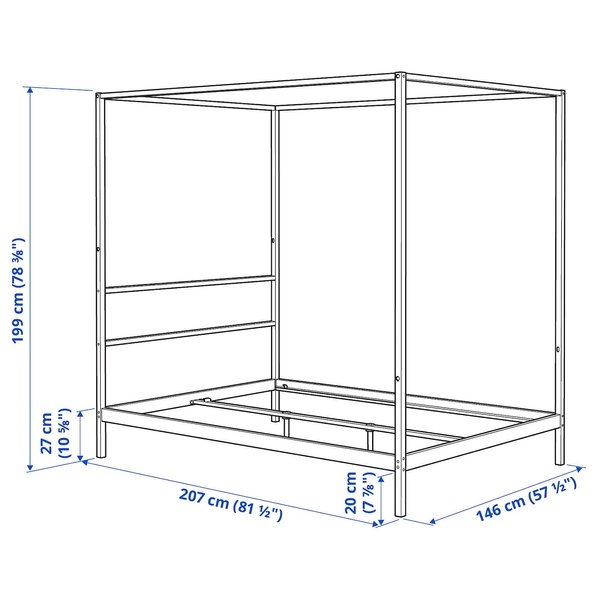 IKEA Каркас ліжка з балдахіном, Luröy білий/Skådis чорний VITARNA, 395.562.58 39556258 фото