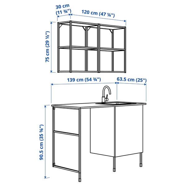 IKEA ENHET (ІKEA ЭНХЕТ), Комбінація для зберігання білизни, антрацитовий/сірий каркас, 139 x 63,5 x 87,5 см, 094.774.51 09477451 фото