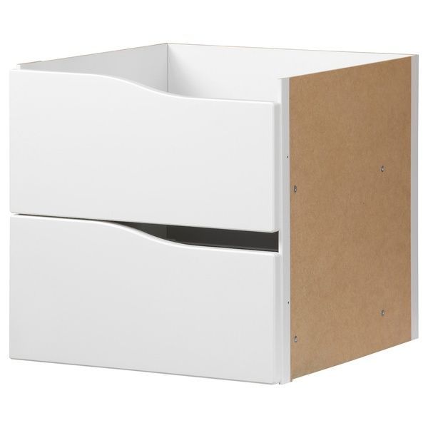 IKEA Стеллаж с 4 ящиками и 2 вставками, с полкой/волна белый KALLAX, 695.529.42 69552942 фото