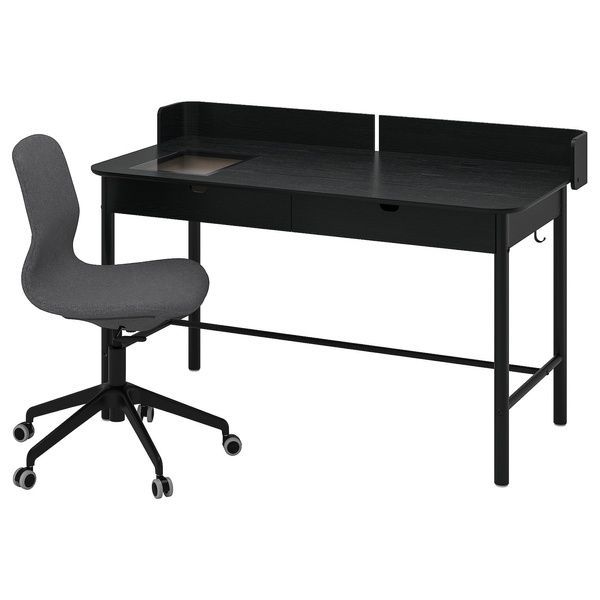 IKEA Письмовий стіл і стілець, антрацит темно-сірий/чорний RIDSP&Ouml; / L&Aring;NGFJ&Auml;LL, 595.028.77 59502877 фото