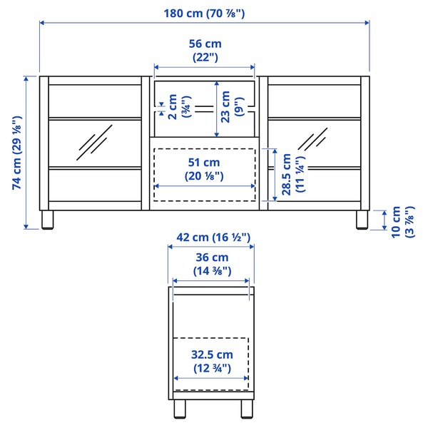 IKEA BESTA (ИКЕА БЕСТА), Тумба под телевизор с ящиками, 295.560.32 29556032 фото