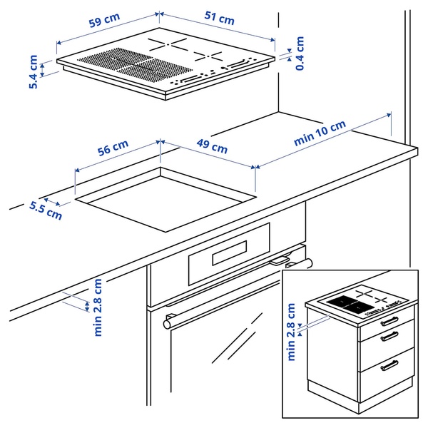 IKEA SMAKLIG (ИКЕА ВКУС), Индукционная плита, ИКЕА 500 черный, 59 см, 504.678.83 50467883 фото