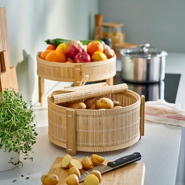 IKEA Кошик для овочів/фруктів, набір 2 шт., бамбук KANELMOTT, 005.818.00 00581800 фото