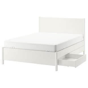 IKEA Каркас кровати с ящиками, кремовый/Лейрсунд TONSTAD, 394.966.17 39496617 фото