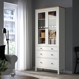 IKEA Витрина HEMNES (ИКЕА ХЕМНЭС), Витрина с 3-я ящиками, книжный шкаф, 504.135.07 50413507 фото