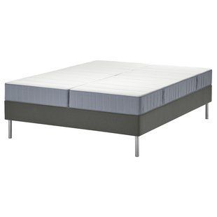 IKEA Континентальне ліжко, фірма Vester&ouml;y/середня жорсткість/світло-синій темно-сірий LYNG&Ouml;R, 895.531.58 89553158 фото