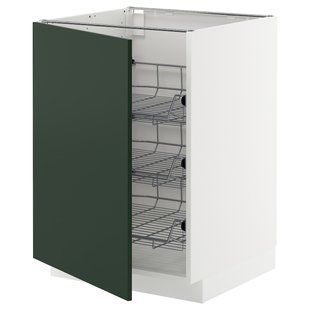 IKEA Шкаф с проволочной корзиной, белый/Хавсторп темно-зеленый METOD, 095.574.57 09557457 фото