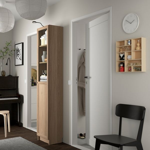 IKEA Книжный шкаф с панельными/стеклянными дверцами, имитация. дуб BILLY / OXBERG, 794.833.40 79483340 фото