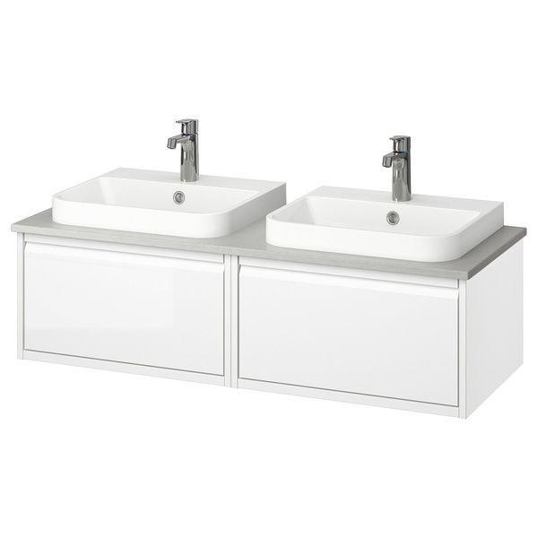 IKEA Умывальник/умывальники/смесители, глянцевый белый/серый имитация камня &Auml;NGSJ&Ouml;N / BACKSJ&Ouml;N, 995.285.97 99528597 фото