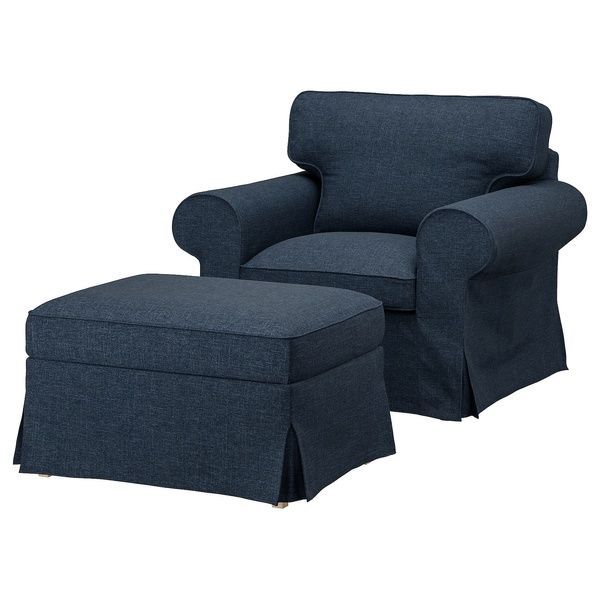 IKEA Крісло/підніжка, Kilanda, темно-синій EKTORP, 495.538.67 49553867 фото