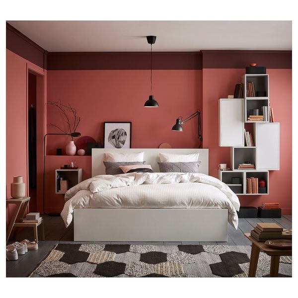 IKEA Каркас кровати, высокий, белый/Лёнсет MALM, 690.191.44 69019144 фото