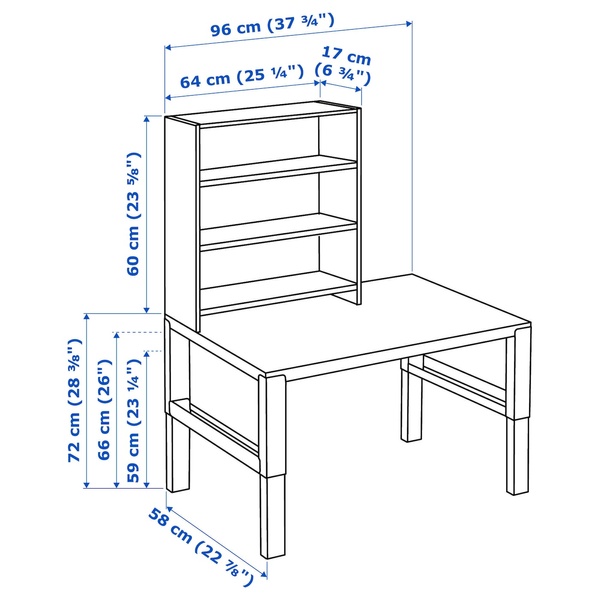 IKEA PAHL (ІKEA ПАХЛ), Стіл з полицею, білий/бірюзовий, 96x58 см, 494.378.54 49437854 фото