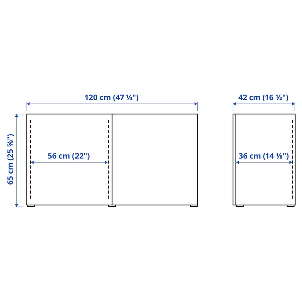 IKEA BESTA (ИКЕА БЕСТО), Комбинация с дверцами, белый, Lappviken белый, 120x42x65 см, 693.245.30 69324530 фото