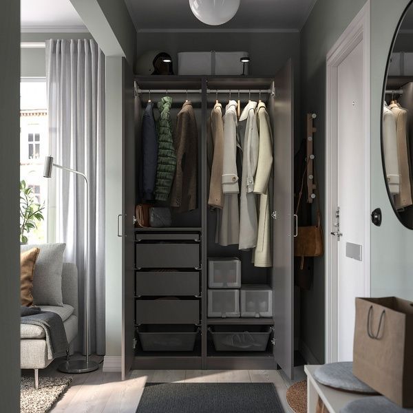 IKEA Гардероб комбінований, темно-сірий/темно-сірий PAX / FORSAND, 594.311.68 59431168 фото