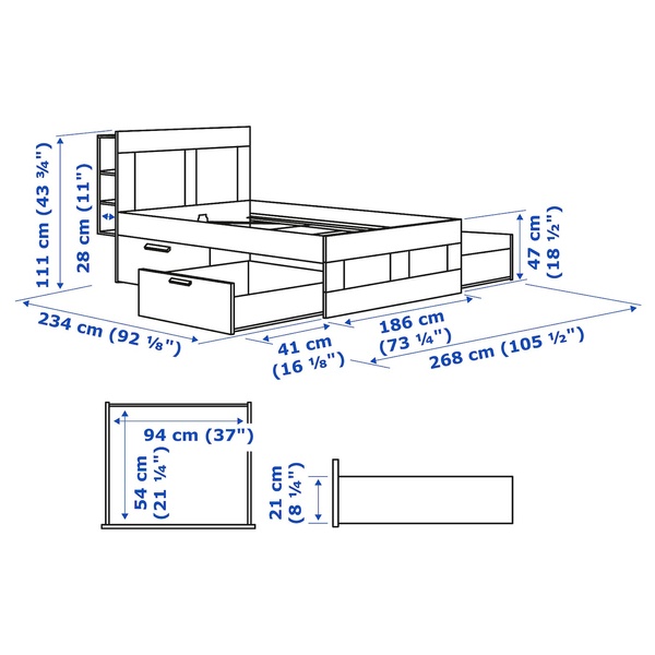 IKEA BRIMNES (ІKEA БРИМНЕС), Меблі для спальні, комплект 2 шт, білі, 180x200 см, 994.879.07 99487907 фото