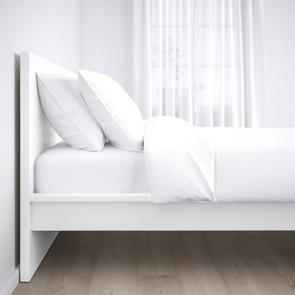 IKEA Каркас кровати, высокий, белый/Лёнсет MALM, 690.191.44 69019144 фото