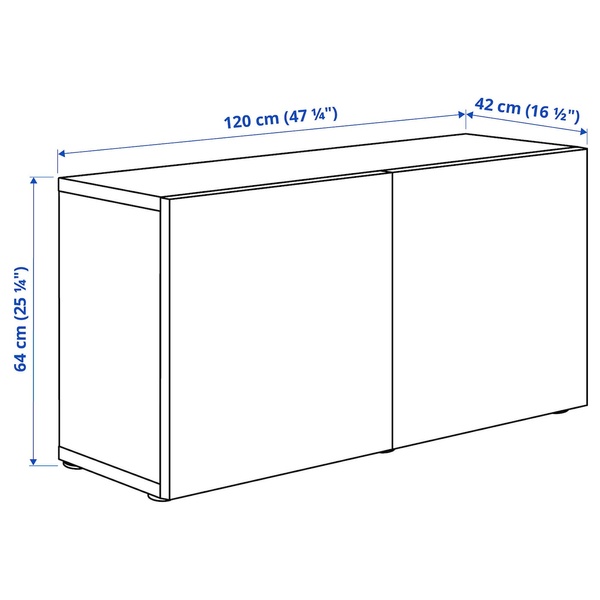 IKEA BESTA (ИКЕА БЕСТО), Шкаф с дверцами, белый/Hanviken белый, 120x42x64 см, 190.473.85 19047385 фото