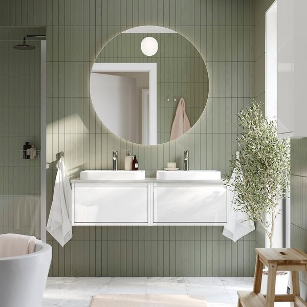 IKEA Умывальник/умывальники/смесители, глянцевый белый/серый имитация камня &Auml;NGSJ&Ouml;N / BACKSJ&Ouml;N, 995.285.97 99528597 фото