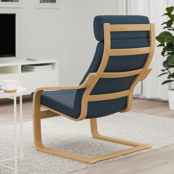 IKEA Кресло, береза/Хилларед темно-синий шпон PO&Auml;NG, 491.978.06 49197806 фото