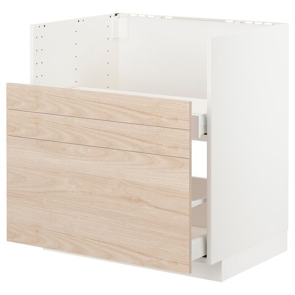 IKEA BREDSJ&Ouml;N/2fr/2szt тумба під раковину, білий/Askersund світлий попелястий малюнок METOD, 392.979.05 39297905 фото