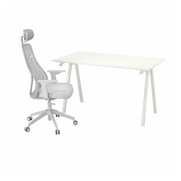 IKEA Стіл та стілець, білий/світло-сірий TROTTEN / MATCHSPEL, 495.377.59 49537759 фото