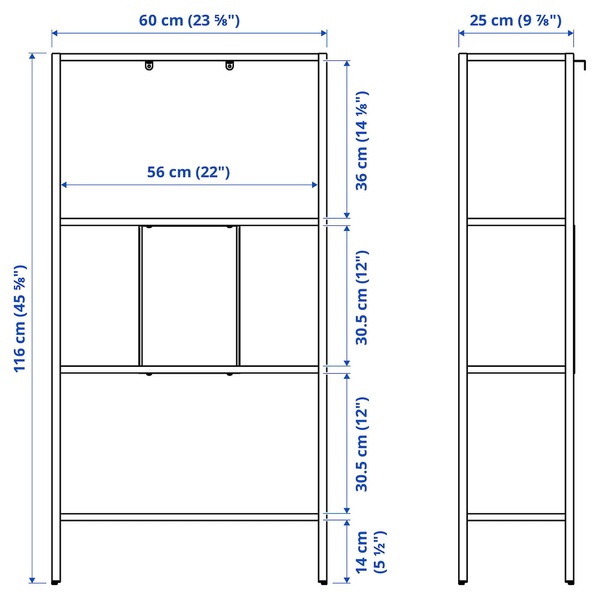 IKEA BAGGEBO (ІKEA БАГГЕБО), Книжкова шафа, метал/білий, 60x25x116 см, 504.811.72 50481172 фото