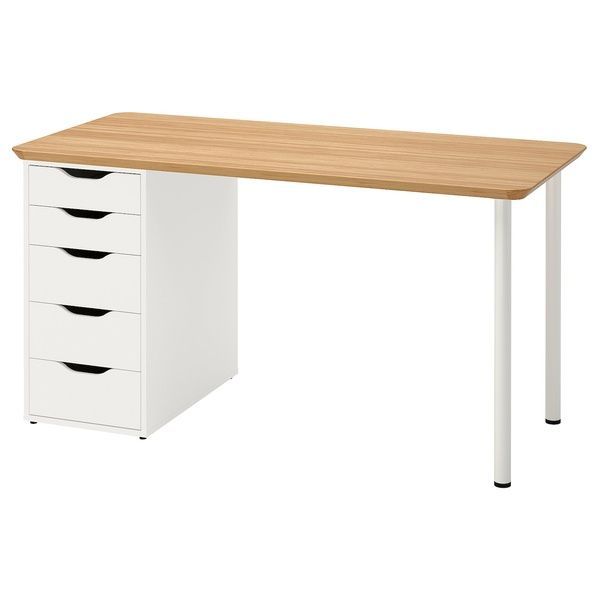IKEA Письменный стол, бамбук/белый ANFALLARE / ALEX, 594.177.42 59417742 фото