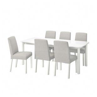 IKEA Стол и 6 стульев, белый/Орста светло-серый STRANDTORP / BERGMUND, 394.410.93 39441093 фото
