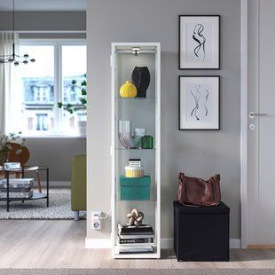 IKEA Шафа зі скляними дверцятами з підсвічуванням білого кольору BL&Aring;LIDEN / STRIMS&Auml;V, 395.229.56 39522956 фото