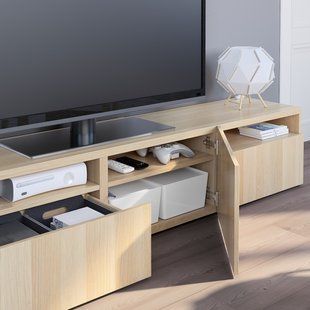 IKEA BESTA (ИКЕА БЕСТО), Тумба под ТВ, дуб bejcowany белый, Lappviken дуб bejcowany белым, 180x42x39 см, 293.284.22 29328422 фото
