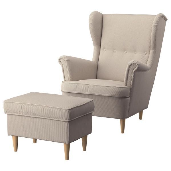IKEA STRANDMON (ИКЕА СТРАНДМОН), Кресло/подставка для ног, Келинге бежевый, 794.839.05 79483905 фото