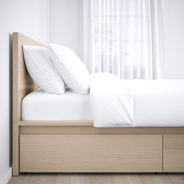 IKEA Каркас кровати с 2 ящиками для хранения, дубовый шпон, беленый/Lur&ouml;y MALM, 291.765.79 29176579 фото