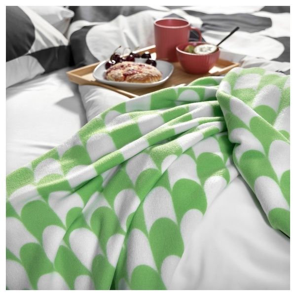 IKEA Плед, зелений/білий BRUKSVARA, 205.744.17 20574417 фото