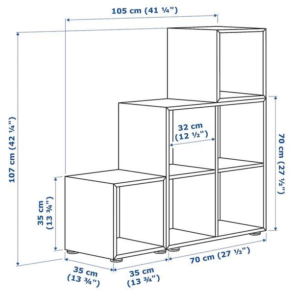 IKEA Шафа комбінована з ніжками біла/світло-сіро-блакитна EKET, 995.217.46 99521746 фото