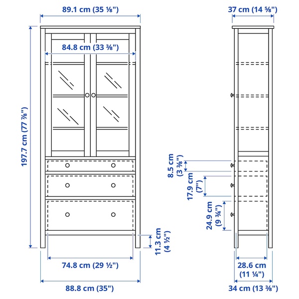 IKEA Вітрина HEMNES (ІKEA ХЕМНЭС), Вітрина з 3 ящиками, 703.717.71 70371771 фото