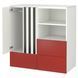 IKEA Книжный шкаф, белый красный/в полоску, с 3 ящиками SM&Aring;STAD / PLATSA, 995.498.92 99549892 фото 1