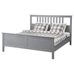 IKEA HEMNES (ІKEA ХЕМНЭС), Каркас ліжка, сірий bejcowane, Luröy, 140x200 см, 392.471.85 39247185 фото