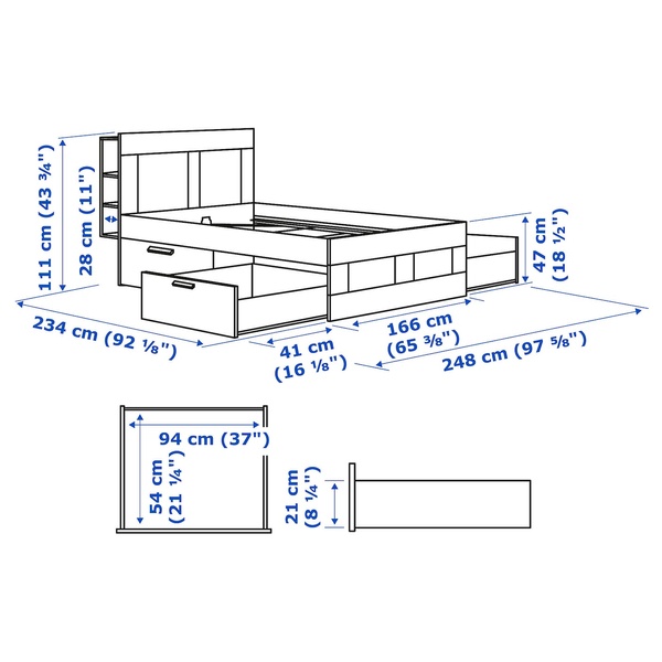 IKEA BRIMNES (ИКЕА БРИМНЕС), Мебель для спальни, комплект 2 шт, белые, 160x200 см, 494.833.94 49483394 фото