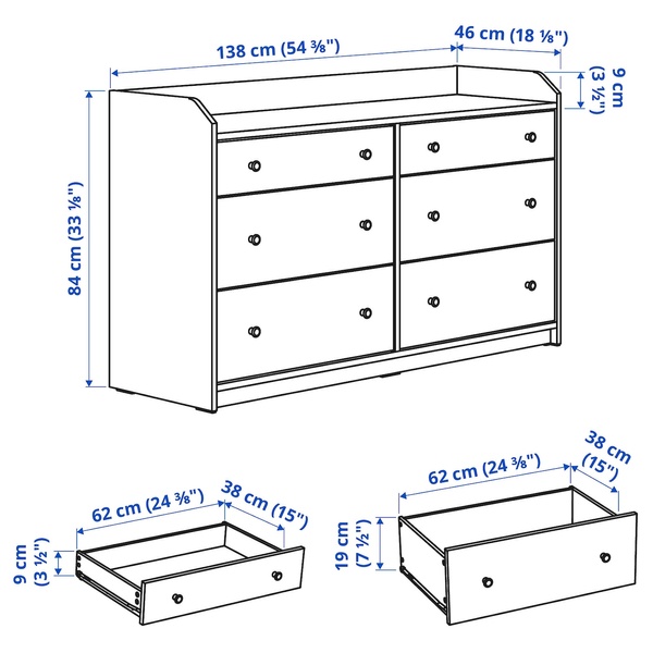 IKEA HAUGA (ІKEA ХАУГА), Комплект меблів для спальні, 3 предмети, білий, 094.833.86 09483386 фото