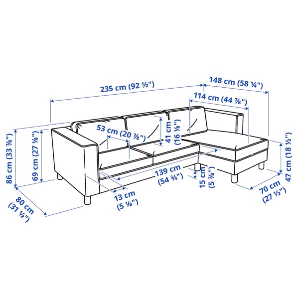 IKEA PARUP (ІKEA ПАРУП), 3-місний диван з козеткою, Gunnared темно-сірий, 393.898.39 39389839 фото