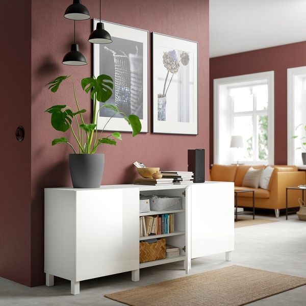IKEA Комбінація з дверима, білий/Selsviken/Stubbarp глянцевий/білий BEST&Aring;, 891.398.19 89139819 фото