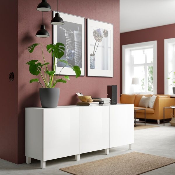 IKEA Комбінація з дверима, білий/Selsviken/Stubbarp глянцевий/білий BEST&Aring;, 891.398.19 89139819 фото