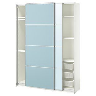 IKEA Шафа-купе, дзеркало біле 2-стороннє/блакитне PAX / MEHAMN/AULI, 395.517.03 39551703 фото