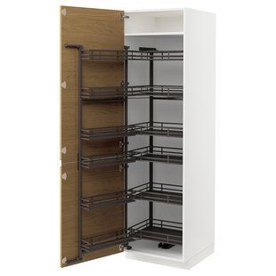 IKEA Висока шафа з висувною коморою, білий/імітація Voxtorp. дубовий METOD, 095.386.28 09538628 фото