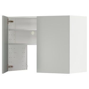 IKEA Шафа-витяжка з полицею/дверцями, білий/Havstorp світло-сірий METOD, 395.381.89 39538189 фото