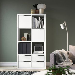 IKEA Книжный шкаф, с 2 дверцами и 4 ящиками/волновой белый KALLAX, 095.529.40 09552940 фото