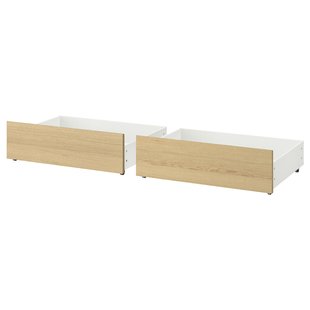 IKEA Ящики для кровати MALM (ИКЕА МАЛЬМ), Ящик для высокого каркаса кровати, дубовый шпон беленый, 902.646.90 90264690 фото